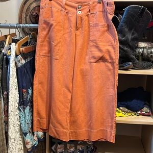 Orange rayon blend flared crop pants. #44